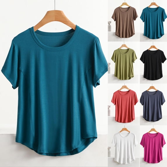 Women's Cotton Short Sleeve Round Neck Shirt Blouse Top Loose Fit Casual Breathable Summer Fashion T-Shirt Tee | CSEONE,Watermelon Red XL