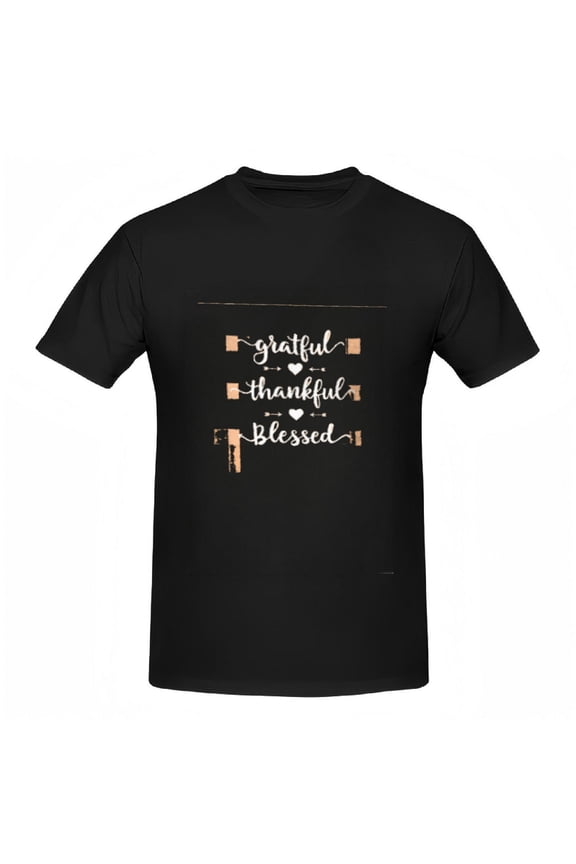 Women's Cotton Short Sleeve T-Shirt - ' Grateful Thankful Blessed ' Design with Hearts & Arrows Cute Casual Tee