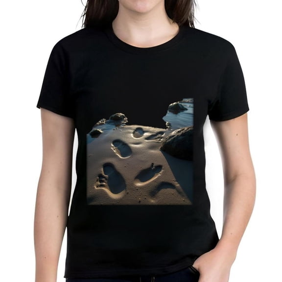 Women's Cotton Short Sleeve T-Shirt - Serene Beach Design Soft Natural Light Pattern Relaxed Fit Perfect for Casual Wear