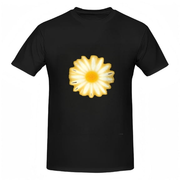 Women's Cotton Short Sleeve T-Shirt with Bright Yellow and White Daisy Design - Cute Floral Tee Top for Casual Wear