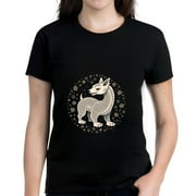 YIDUO Women's Cotton Short Sleeve T-Shirt with Intricate Mythical Dragon Design and Starry Background