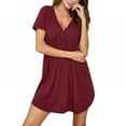 thumbnail image 1 of Women's Cotton Short Sleeve V Neck Nightgown Sleepwear Pajamas, 1 of 5