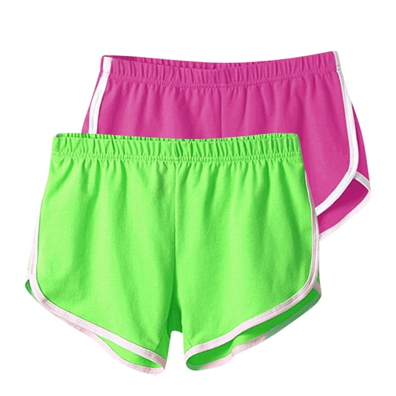 Women's Cotton Shorts, 2 Pack Gym Yoga Shorts Summer Running Active Sports Shorts Dance Elastic Waist Short Pants