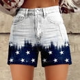 thumbnail image 1 of Women's Cotton Shorts Womens Casual High Waist Denim Shorts Relaxed Fit Artretro Printed Floral Shorts With Pockets,Blue Women's Shorts XL, 1 of 3