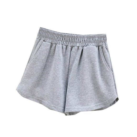 Women's Cotton Shorts with Pockets Elastic Waist Wide Leg Shorts Summer Lounge Casual Comfortable Shorts (XL, Gray)