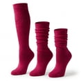 thumbnail image 1 of Women’s Cotton Slouch Socks 3 Pairs, Knee High Scrunch Boot Socks, Extra Long All Season Comfort, Made in USA (3 Pairs Fuchsia), 1 of 15