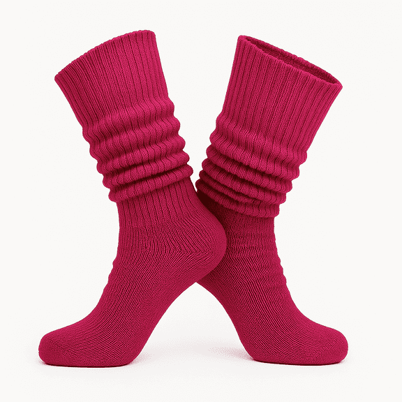 Women’s Cotton Slouch Socks Extra Long Scrunch Knee-High Boot Socks 1 Pair - Fuchsia