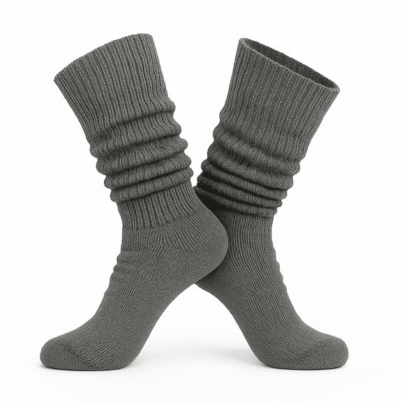 Women’s Cotton Slouch Socks Extra Long Scrunch Knee-High Boot Socks 1 Pair - Gray