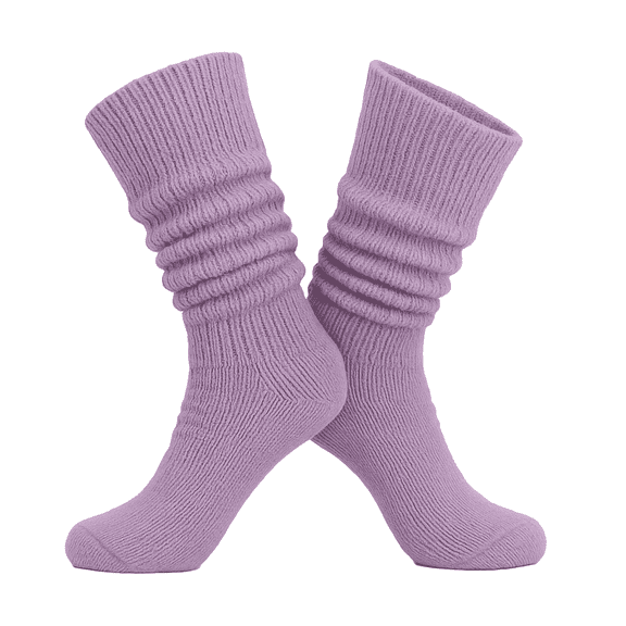 Women’s Cotton Slouch Socks Extra Long Scrunch Knee-High Boot Socks 1 Pair - Lilac