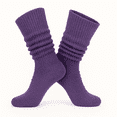thumbnail image 1 of Women’s Cotton Slouch Socks Extra Long Scrunch Knee-High Boot Socks 1 Pair - Purple, 1 of 10