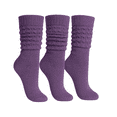 thumbnail image 1 of Women's Cotton Slouch Socks Knee High Scrunch Boot Socks Breathable Extra Long All Season 3 Pairs (Purple), 1 of 9