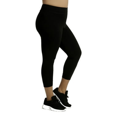 Women's Cotton Soft Capri Leggings Activewear, Black-XL, 1 Pack