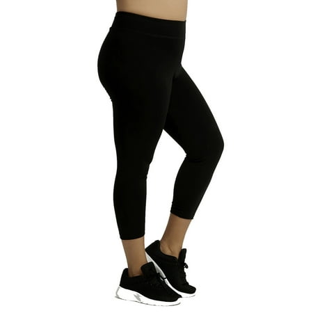 Women's Cotton Soft Capri Leggings Activewear, Black-XL, 1 Pack