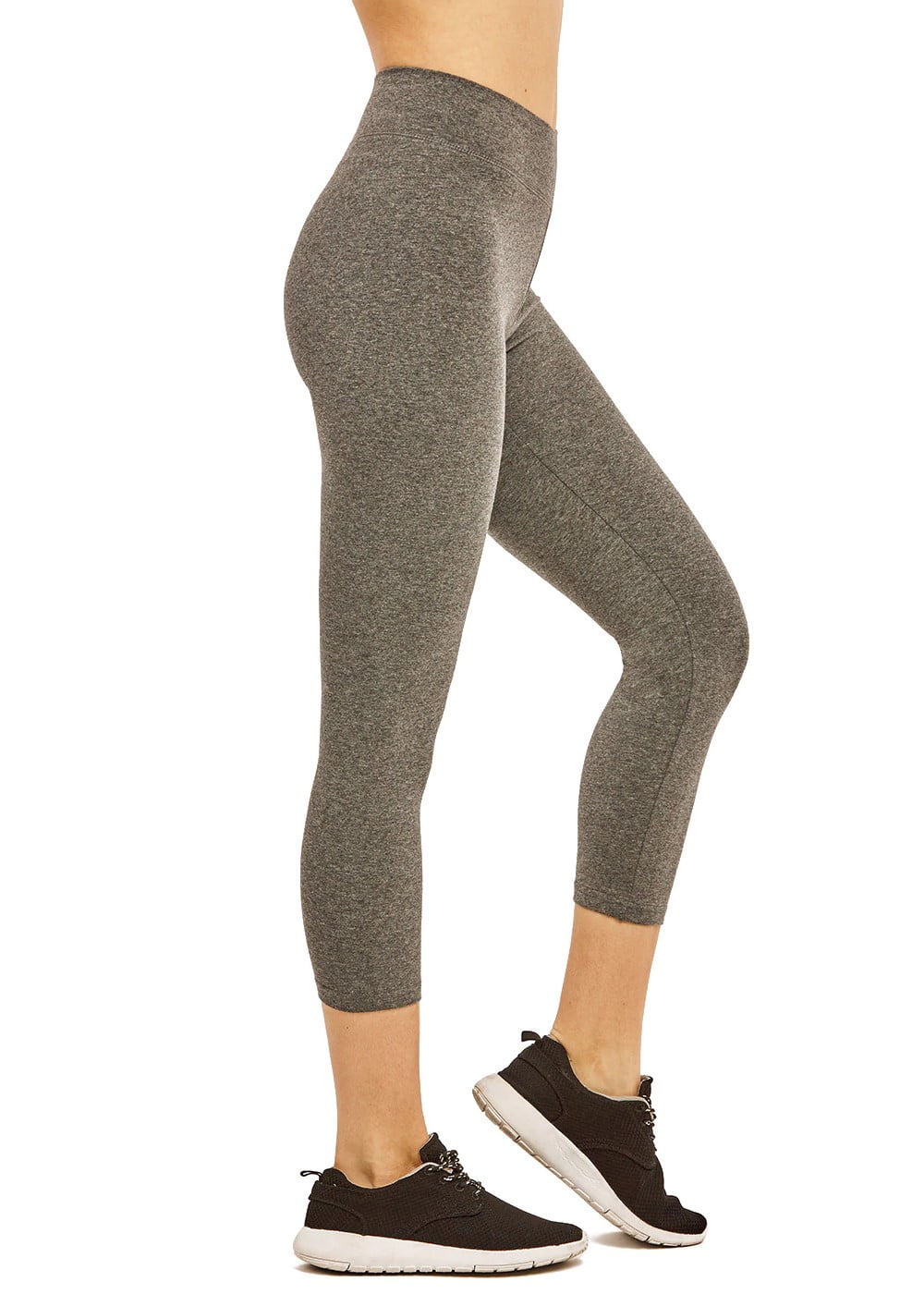 Women's Cotton Soft Capri Leggings Activewear, Charcoal Grey-S, 1 Pack