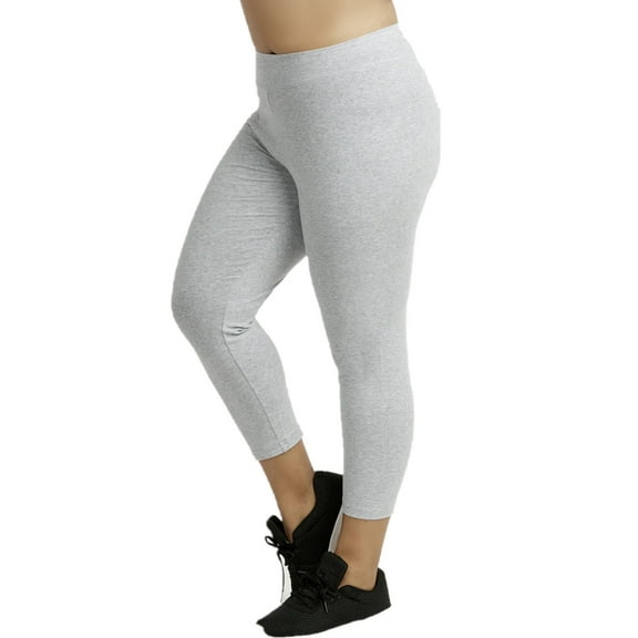 Women's Cotton Soft Capri Leggings Activewear, Heather Grey-2XL, 1 Pack