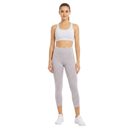 Women's Cotton Soft Capri Leggings Activewear, Heather Grey-L, 1 Pack