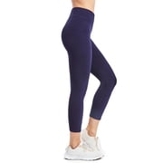 Women's Cotton Soft Capri Leggings Activewear, Navy-S, 1 Pack