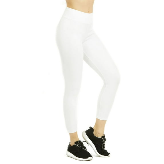 Women's Cotton Soft Capri Leggings Activewear, White-L, 1 Pack