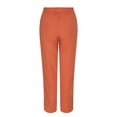 thumbnail image 1 of Women's Cotton Solid Color Trousers - High Waist, Loose Fit, for Home and Daily Wear, 1 of 8