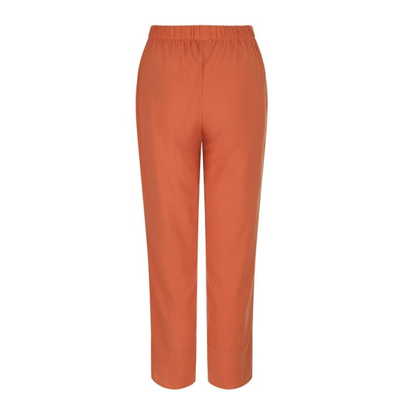 Women's Cotton Solid Color Trousers - High Waist, Loose Fit, for Home and Daily Wear
