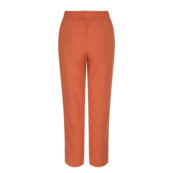 Women's Cotton Solid Color Trousers - High Waist, Loose Fit, for Home and Daily Wear