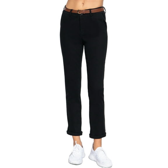 Women's Cotton Spandex Twill Long Pants with Belt