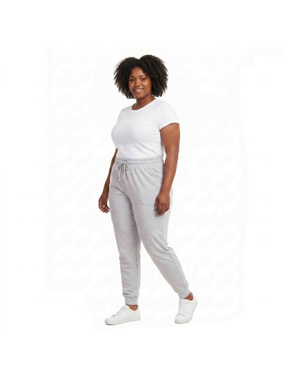 Women's Cotton Stretch Active Jersey Jogger Pants with Pockets, Heather Grey XL, 1 Pack