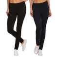 thumbnail image 1 of "Women's Cotton Stretch Ankle Length Slim Fold-Over Tight Leggings // Solid (2PK: Black/Navy), Size: M", 1 of 5