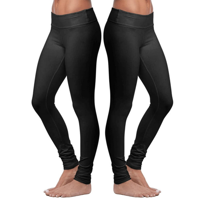Women's Cotton Stretch Black Leggings - 2 Pack - Full Length