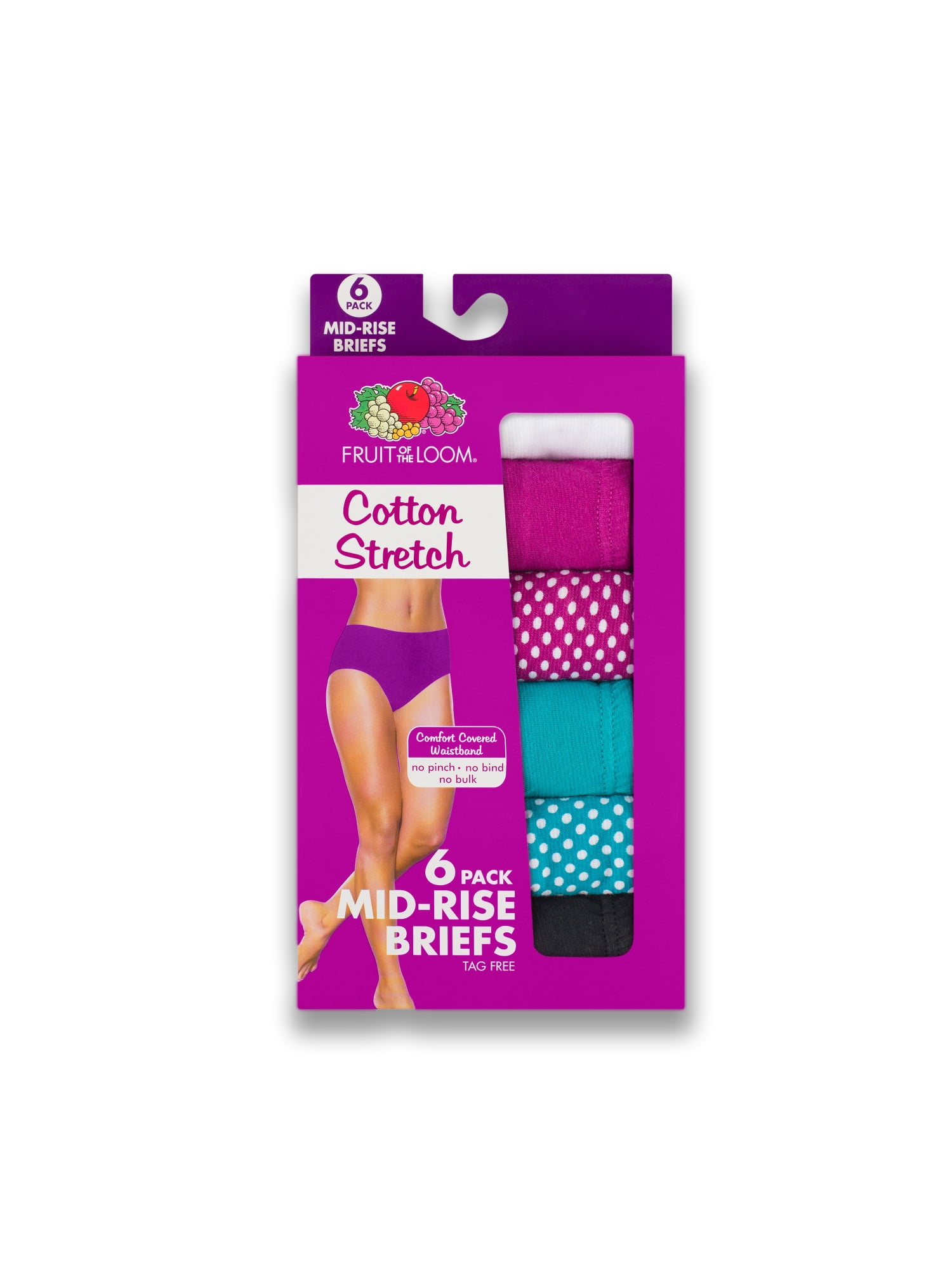 Women's Cotton Stretch MidRise Brief Panties 6 Pack