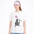thumbnail image 1 of Women's Cotton T-Shirt, Happy Grim Reaper Balloon Cute Graphic Crew Neck Short Sleeve Tee for Halloween Party, 1 of 8