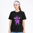 thumbnail image 1 of Women's Cotton T-Shirt, Purple Monster Unicorn Cute Graphic Crew Neck Short Sleeve Tee for Halloween Party, 1 of 7