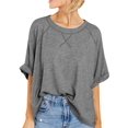 thumbnail image 1 of Women Cotton T-Shirt Summer Casual Loose Fit Short Sleeve Top, 1 of 6