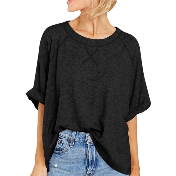 Women Cotton T-Shirt Summer Casual Loose Fit Short Sleeve Top