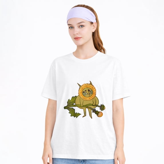 Women's Cotton T-Shirt, Sunflower Cat Cute Graphic Crew Neck Short Sleeve Tee for Spring Casual Wear