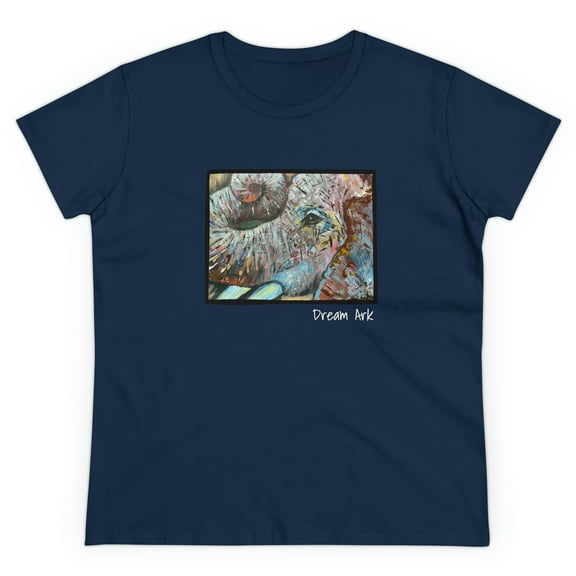 Women's Cotton T-Shirt with Elephant Design, Original Artwork.