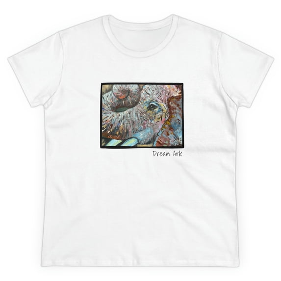 Women's Cotton T-Shirt with Elephant Design, Original Artwork.