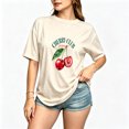 thumbnail image 1 of Women's Cotton T Shirts Graphic Tee Tops Cherry Club Vintage Print Short Sleeve T-Shirt, 1 of 5