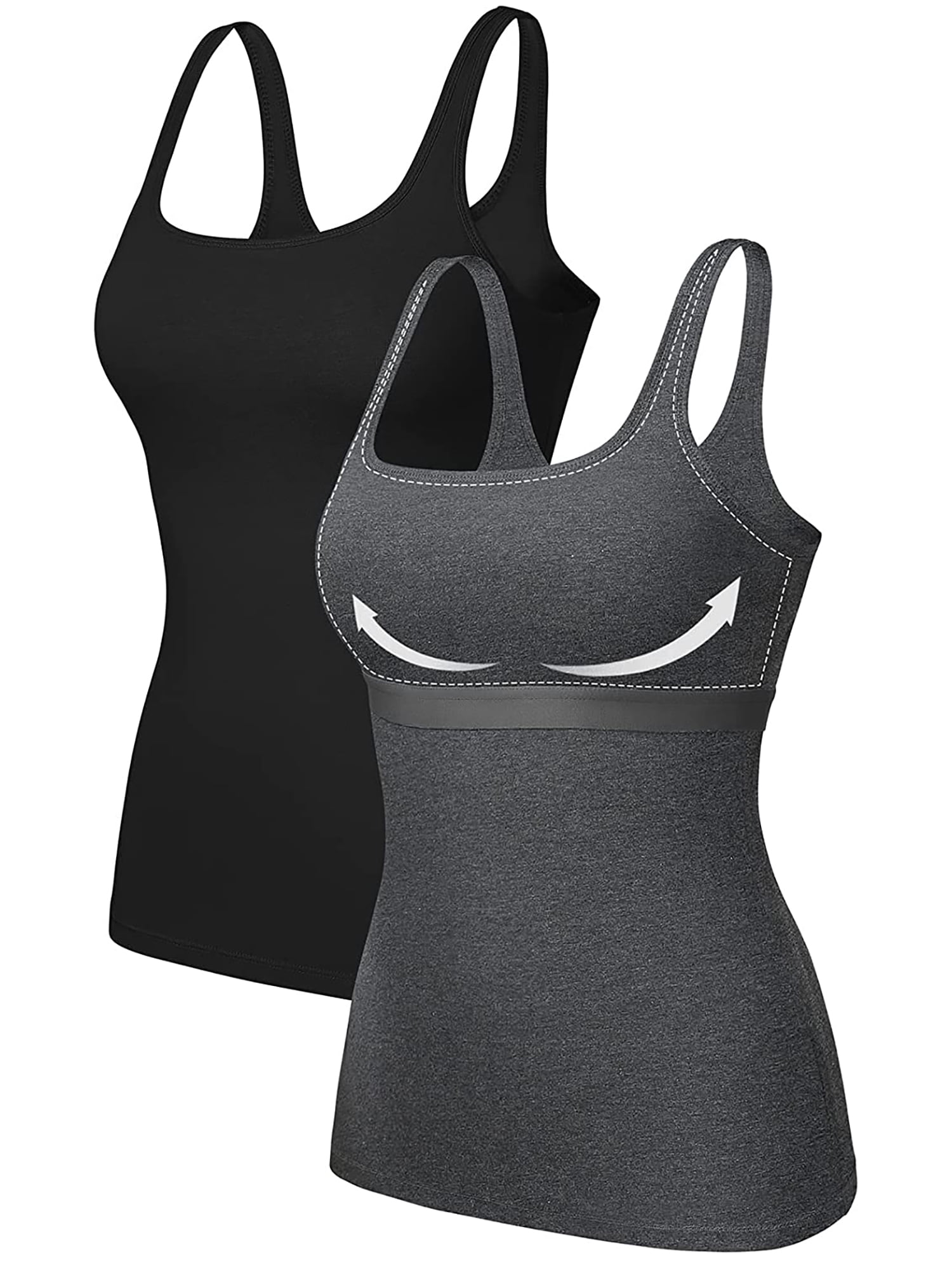 Tank with Built in Bra, Camisoles with Built in Bra with Adjustable Straps, Tank  Top with Built in Bra (Black,Medium) : : Clothing, Shoes &  Accessories