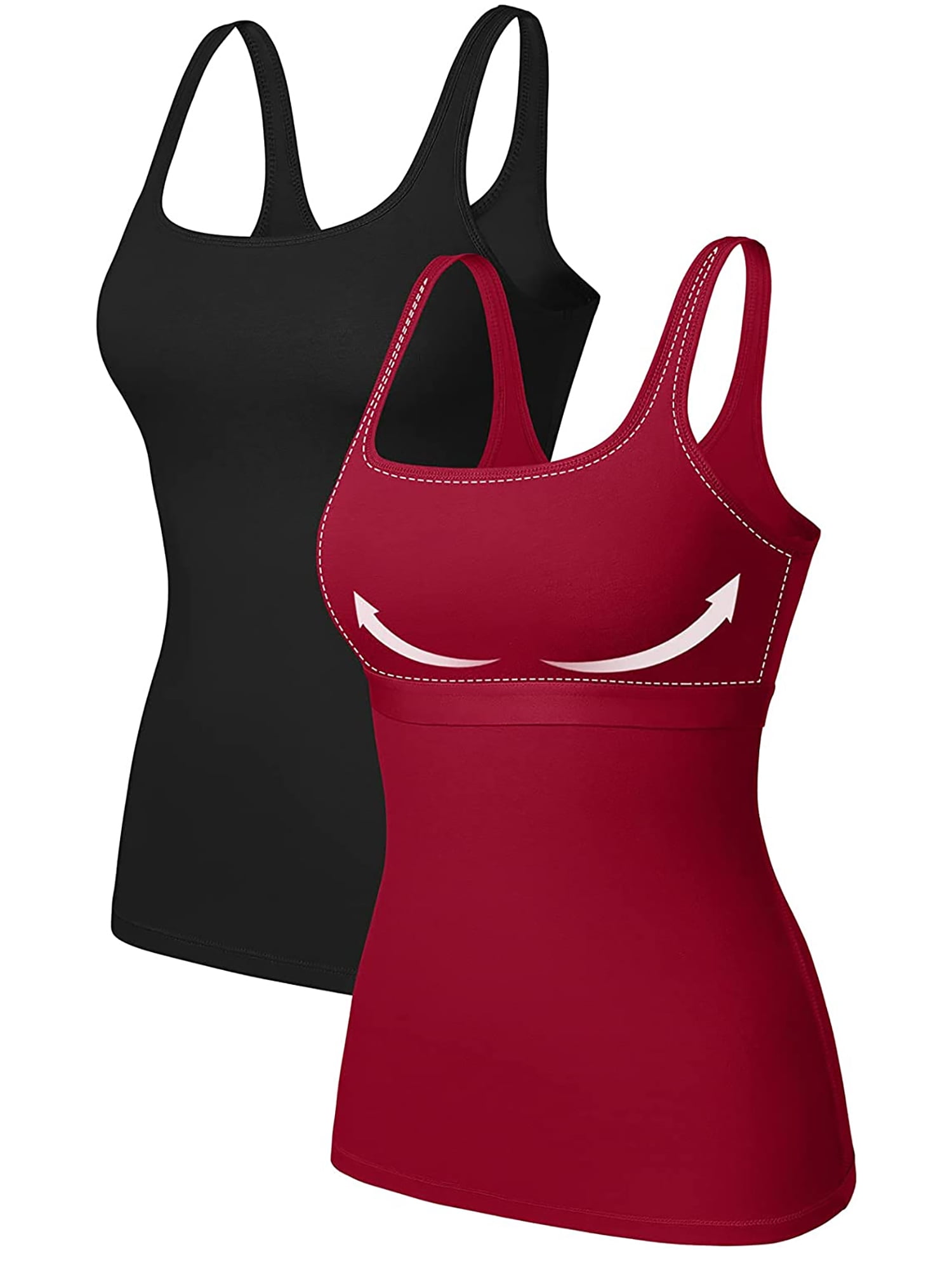 CAICJ98 Lingerie for Women Tank with Built In Bra Womens Tank Tops  Adjustable Strap Stretch Cotton Camisole with Built In Padded Shelf Bra  Watermelon Red,40 