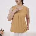thumbnail image 1 of Women's Cotton Tank Tops Lace Trim Soft Plus Size Sleeveless Pleated Tee Shirt Summer Casual Clothes (Free Size, Yellow), 1 of 5