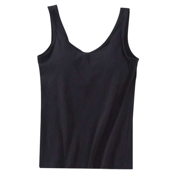 Women's Cotton Tank Tops with Built-in Bra 2024 Summer Sleeveless Camisole - Padded Workout Casual Tops, S-XL