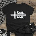 thumbnail image 1 of Women's Cotton Tee, Faith Over Fear, Relaxed Fit, Short Sleeve T-Shirt, 1 of 11