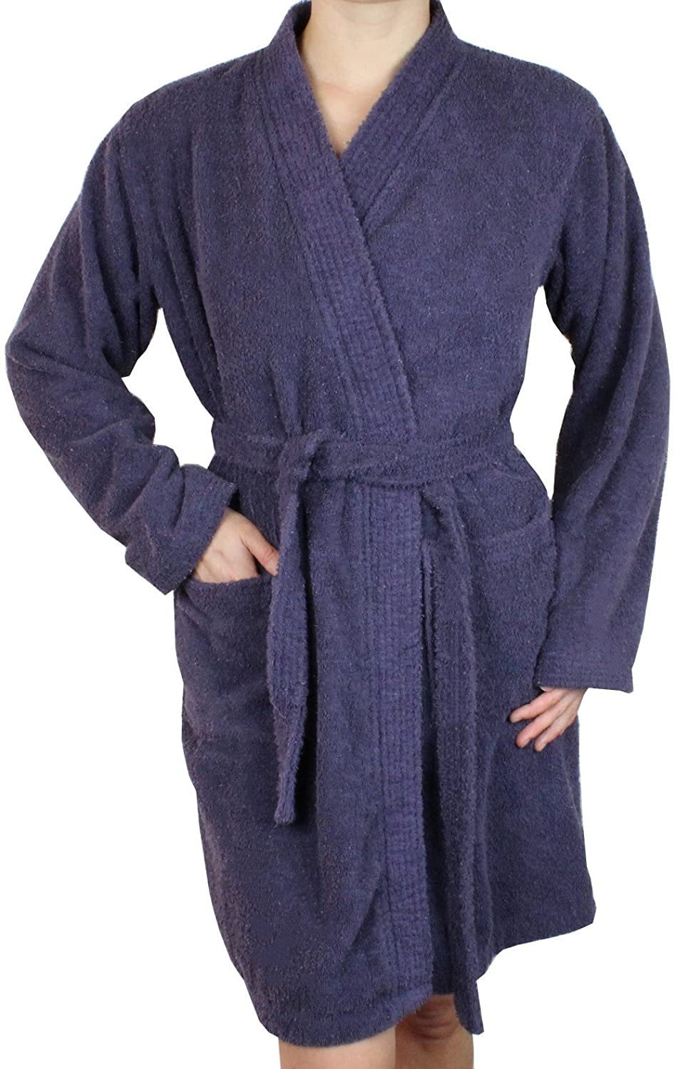 Women's Cotton Terry Cloth Long Sleeve Bathrobe Soft Short Length Robe