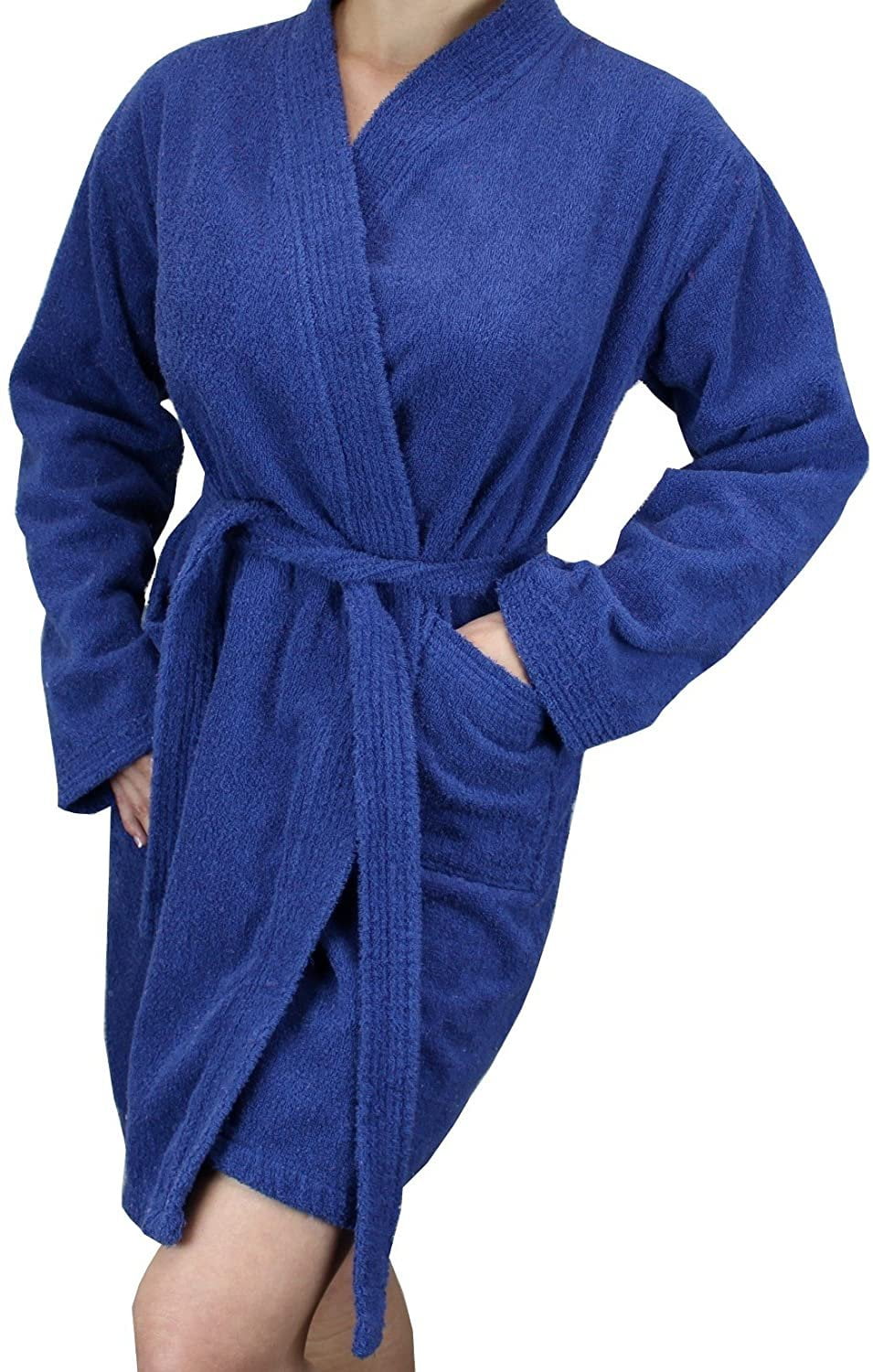 Women's Cotton Terry Cloth Long Sleeve Bathrobe Soft Short Length Robe