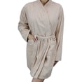 thumbnail image 1 of Women's Cotton Terry Cloth Long Sleeve Bathrobe - Soft Short Length Robe, 1 of 2