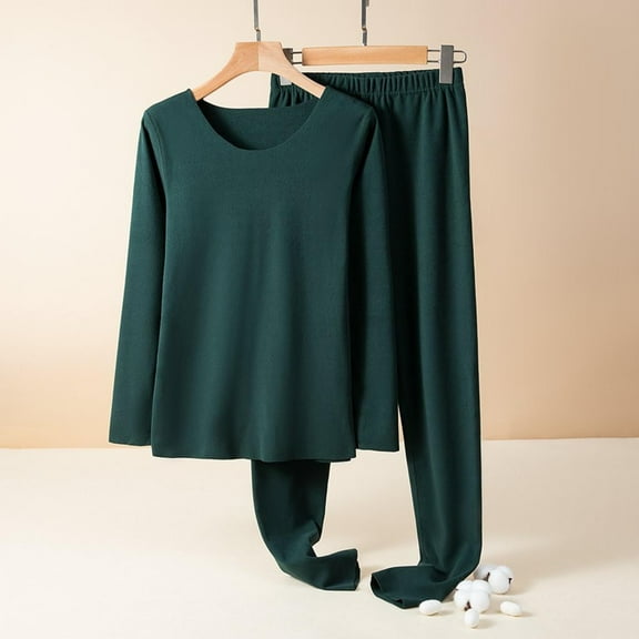 Women's Cotton Thermal Pajamas Set - Winter Warm Long Sleeve Lounge Wear Top & Pants