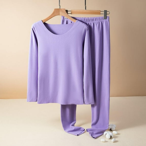 Women's Cotton Thermal Pajamas Set - Winter Warm Long Sleeve Lounge Wear Top & Pants