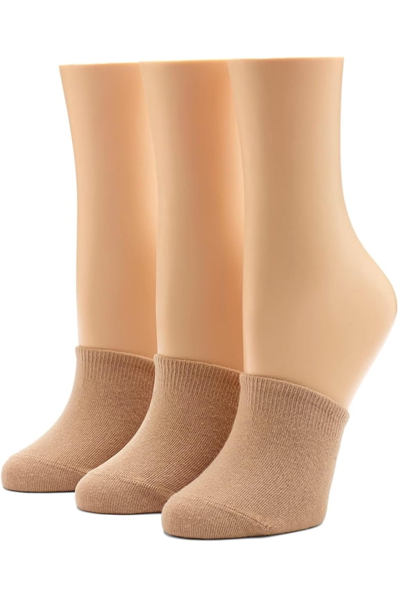 Women's Cotton Toe Topper Hidden Toe Cap Liner Socks 3 Pair Pack