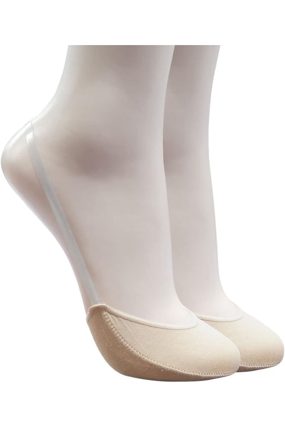 Women's Cotton Toe Topper No-Show Half Liner Socks with Sling Back for Heels/Toe Covers